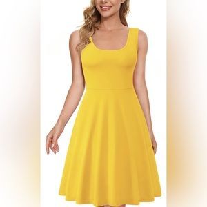 Yellow Sleeveless Scoop-neck Tank Dress